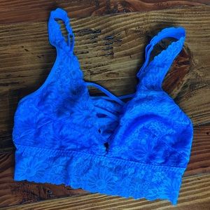 VS PINK Bralette Unlined - Blue Lace- Size Med